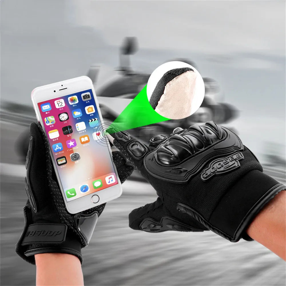 Summer Motorcycle Gloves Breathable Full Finger with Mobile Phone Touch